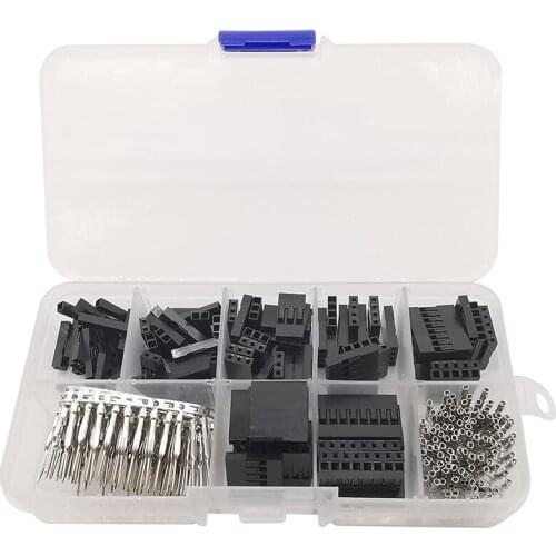 310Pcs/set 2.54mm Pitch Wire Jumper Pin Header Housing Socket Connector 1P/2/3/4/5/6/8 Pin Male Female Crimp Terminal DIY Kit