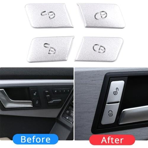 4pcs Car Door Unlock Buttons Sequins Decoration Cover Trim For Mercedes Benz C E Class W204 W212 Accessories