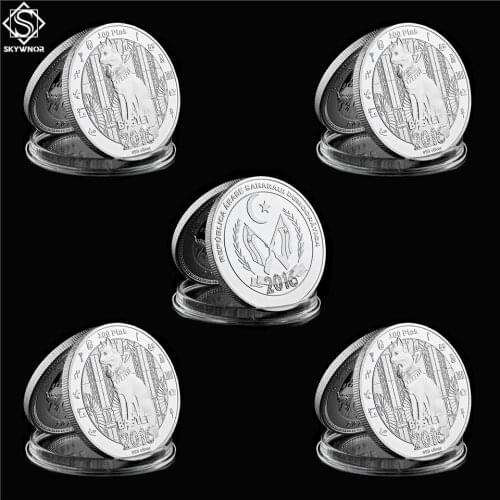 5PCS/Set Africa Egyptian Old Mythology Cat God Bastet Unique Silver Africa Coin Collection