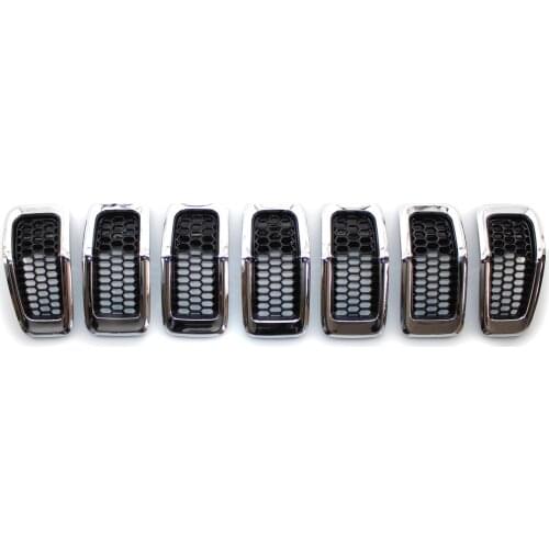 7Pcs/Set Front Grille Chrome Grill Insert Trim Cover for Jeep Cherokee 2014-2018