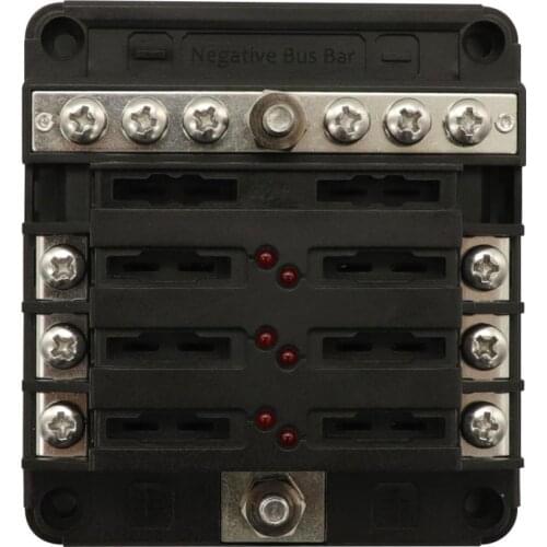 Auto 6 Way Blade Circuit Fuse Box Holder Kit 5A/10A/15A/20A Fuses Mini