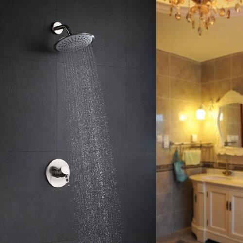 Free shipping Modern Bathroom Wall Mounted Brushed Nickel Rainfall Showe System Valve Set