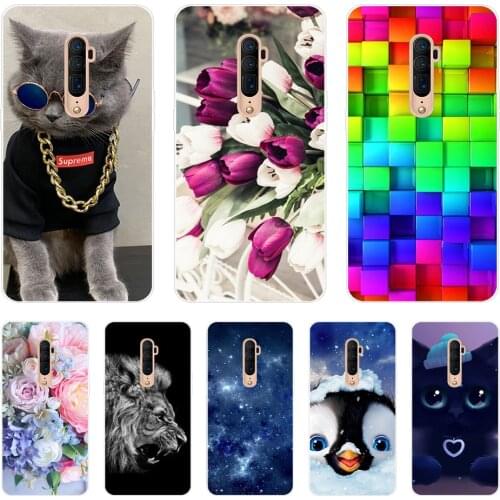 For OPPO Reno 2 Case Cat Flower Soft TPU Clear Back Cover for OPPO Reno 2Z Reno2 Z F Reno2Z Cases Reno 10X Zoom Silicone Bumper