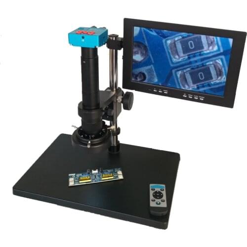 Remote control 30MP 2K 1080P HDMI Digital USB Video Microscope Camera + 180X 300X C-Mount lens +144 led lights+LCD 10.1" monitor