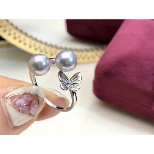 DIY Butterfly 925 Sterling Silver Adjustable Ring Settings Findings Mountings Parts for Pearl Corals Jade Crystal, 5pcs/lot