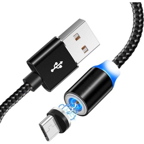 For Samsung A2 Core J4 J6 J7 A50 A7 Huawei HTC LG SONY Android Magnetic Cable Braid LED 2.4A Fast Charging Type C Micro USB Cord