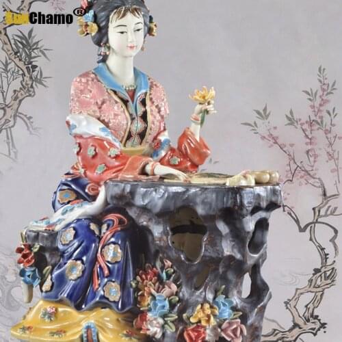 Porcelain Angel Figurines Figurative Ceramic Sculpture Glazed Statue Sculpture Figure Art for Home Decor