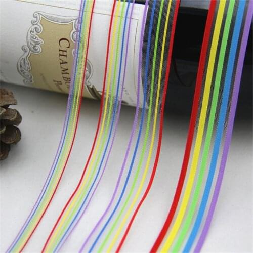 HOT 2020 New 10mm16mm 20mm 25mm Printed Ribbon Rainbow stripes organza Ribbon DIY Scrapbooking Handmade Tape Gift box decoration
