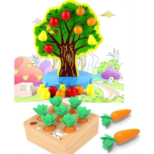 Puzzle Wooden Math Toys Magnetic Fruit Tree Montessori Toys Children Gift Montessori Baby Education Toys Apple Pear 13 24 Months