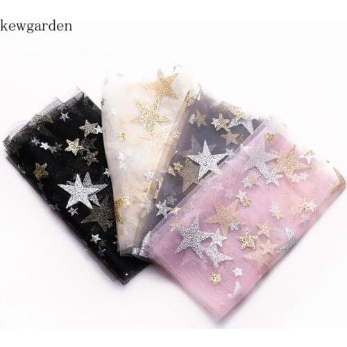 Kewgarden Gauze Lace Ribbon Sequin Star DIY Hair Bowknot Headband Accessories Handmade Tape 4 Pcs
