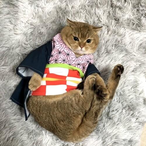 Anime Demon Slayer Kamado Nezuko Cat Dog Clothes Kimetsu No Yaiba Kamado Tanjirou Cloak Pet Supplies Cute Cat Cosplay Costume