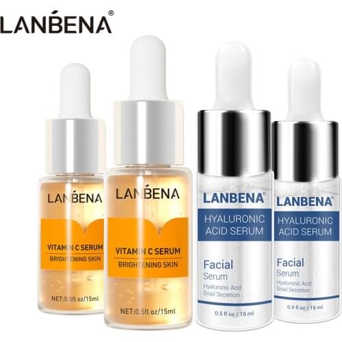 LANBENA Vitamin C Serum+Hyaluronic Acid Serum Anti-Aging Moisturizing Skin Care Firming Treatment Whitening Moisturizing 4PCS