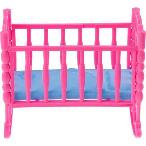 Mini Dolls House Kids Toy Rocking Cradle Bed for Doll Accessories Toys
