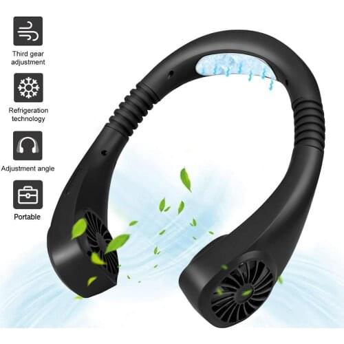 Mini USB Portable Fan Neck Fan Neckband With Rechargeable Battery Small Desk Fans handheld Air Cooler Conditioner for Room