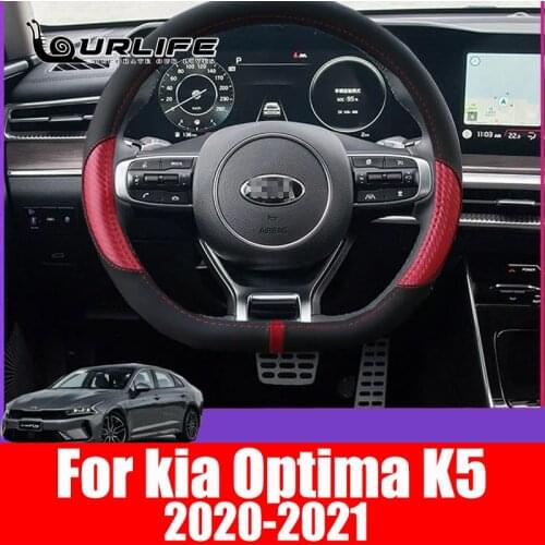 Fashion Steering Wheel Covers Breathe Freely Cars Leather Durable Protection Cover For Kia K5 dl3 2020 2021 Accessories