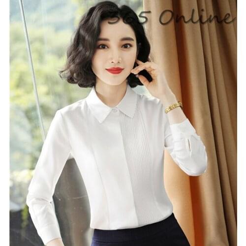 Novelty White Formal Long Seeve Business Women Blouses and Shirts Ladies Office Blouse Female Work Wear Tops Clothes Plus Size