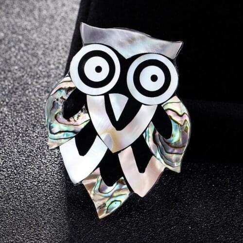 New Arrival Natural Shell Owl Animal Brooch Pins Weddings Brooch Christmas Gifts Cartoon broches bouquet couple jewelry