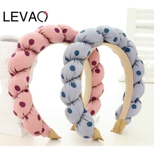Levao New Solid Dot Thick Headband For Women Braid Hair Bands Twists Hairband Hoop Bezel Headwear Hair Accessories