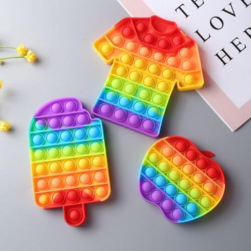Rainbow Silicone Bubble Sensory Fidget Toy Autism Special Need Relief Stress Children Adult Anti Stress Bubble Fidget Toy