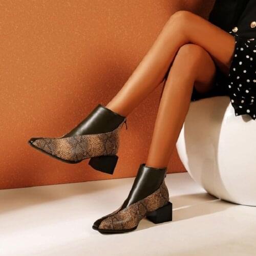 IPPEUM Luxury Shoes Autumn New Style Square Toe Back Zipper Square Heel Womens Boots botas de mujer ботильоны женские