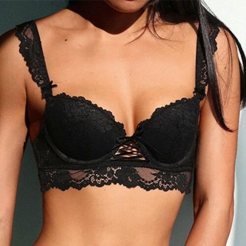 Sexy Underwear Push Up Bra Plus Size Brassiere Women Lingerie Lace Transparent Embroidery Bras