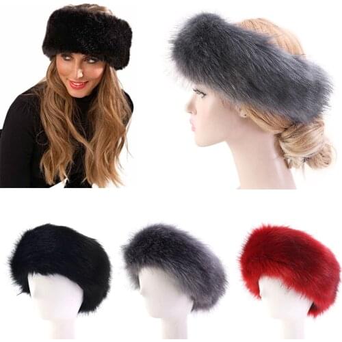Unisex Furry Hairband Bomber Russian Women Men Ski Hat Winter Warm Ear Flap Faux Fur Cap