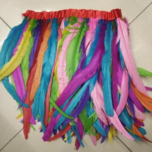 Beautiful 10 Meters Mixed Color 30-35 cm/12-14 inches Natural Rooster Feathers For DIY Clothing Stage Performances Decoration