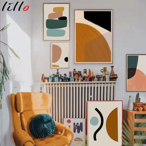 Boho modern abstract geometric texture canvas painting, wall art painting, posters and prints for home decor, living room