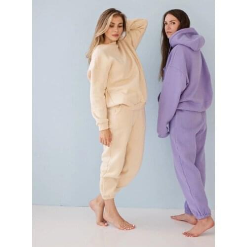 Toppies Womens Tracksuits Sports Pants Suit Casual Hoodies Fleece Sweatshirt Female Jacket Sweatpants Harajuku Clothes 2 pc Set