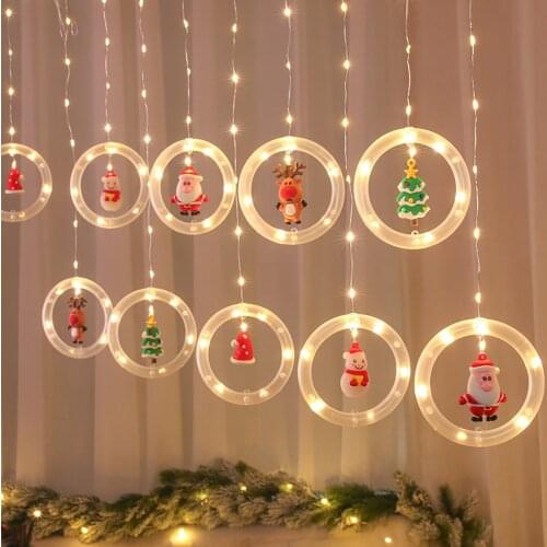 LED String Lights Christmas Decoration Christmas Tree Elk Santa Claus Snowman USB DIY Window String Lamp Home Lighting Decor