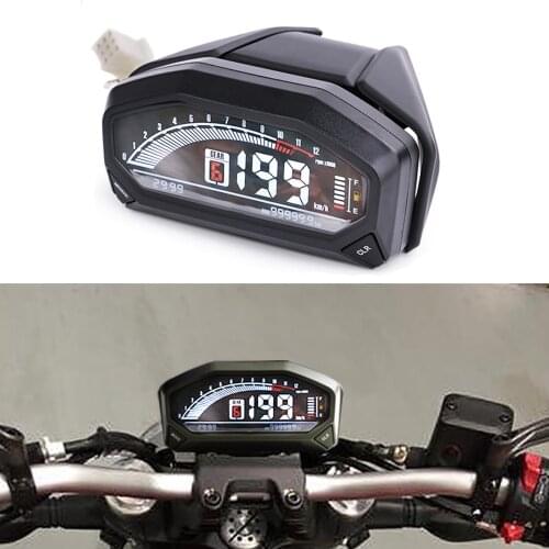 Universal Motorcycle LED LCD Speedometer Digital Odometer w/Backlight for 1,2,4 Cylinders