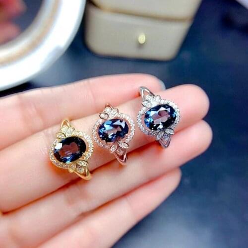 Jewelry 100% Natural Topaz Ring Fashion 925 Silver Topaz Jewelry 7mm*9mm Real Silver Topaz Jewelry Fashion Jewelry