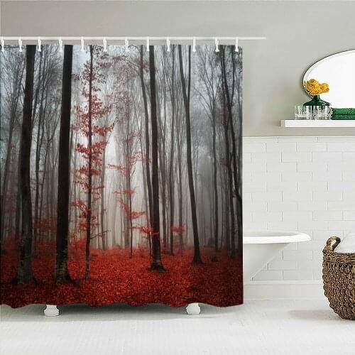 Natural Forest Trees Scenery Waterproof Shower Curtains Rainforest Print Bathroom Curtain Polyester With Hooks Decor Screen