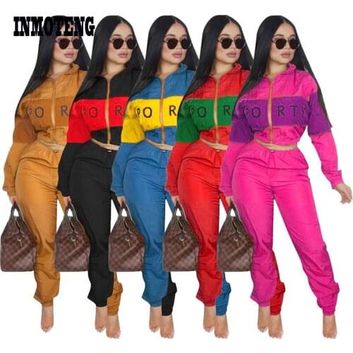 New Arrivals Women Two Pieces Set Autumn/Winter Casual Long Sleeve Front Zipper Crop Tops Drawstring Pants macacao feminino XXL