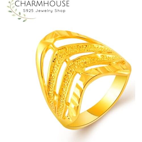 Wedding Bands Yellow Gold Color Rings For Women Elegant Engagement Ring Bague Femme Anillos Vintage Bridal Jewelry Accessories