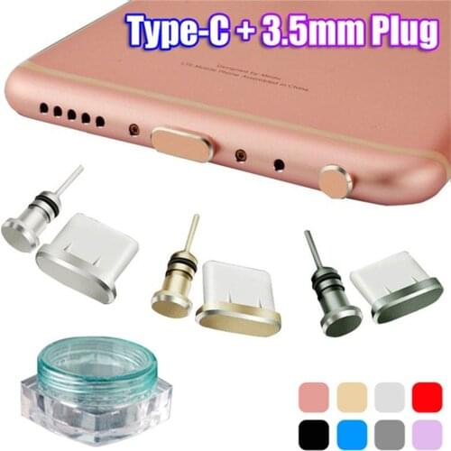 1Pc New 3.5mm Jack Port Metal Type C Charging Port Anti-Dust Earphone Jack Dust Plug For Samsung S10 Cell Phone Accessories