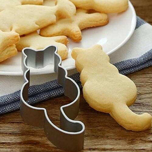 Cat Shape Cookie Cutter Stainless Cake Mold Fondant Pastry Biscuits DIY Tool 1pc