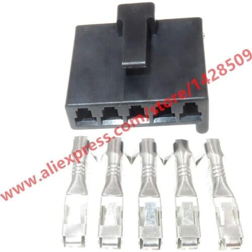 10 Sets 5 Pin Auto Connector Black Electrical Female Plug With Pins Terminals