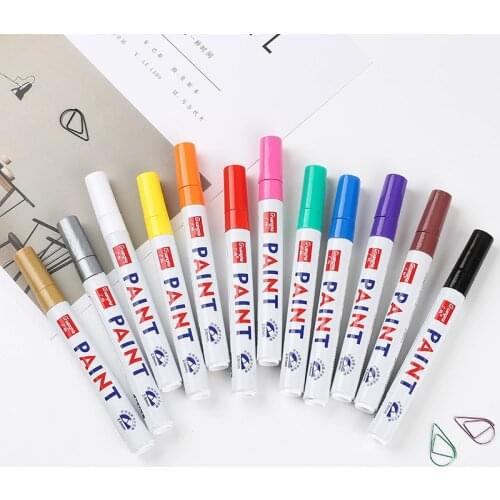 12 Colors White Waterproof Rubber Permanent Paint Marker Pen Car Tyre Tread Environmental Tire Painting Graffti Pen