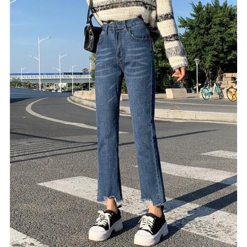 2021 spring summer ripped Jeans woman fashion plus size 5XL feet denim Jeans high waist girls nine pants Jeans for women 016
