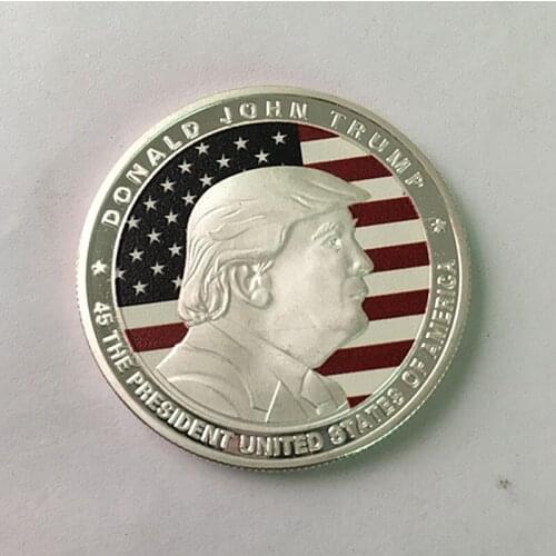 50 pcs The Donald Trump coin silver plated the President of USA badge freedom theme 40 mm souvenir decoration coin