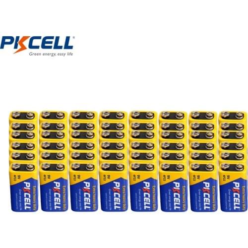50PC PKCELL 6F22 PP3 6F22 6LR61 MN1604 9V battery Block Heavy Duty Cell Battery for Microphone Toy Remote Control KTV