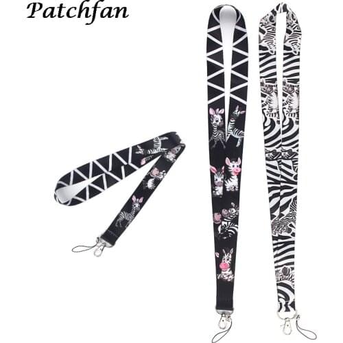 AD168 Patchfan Zebra Multi-function Mobile Phone Tags Neck Lanyards for keys ID Badge Neck Straps Webbing