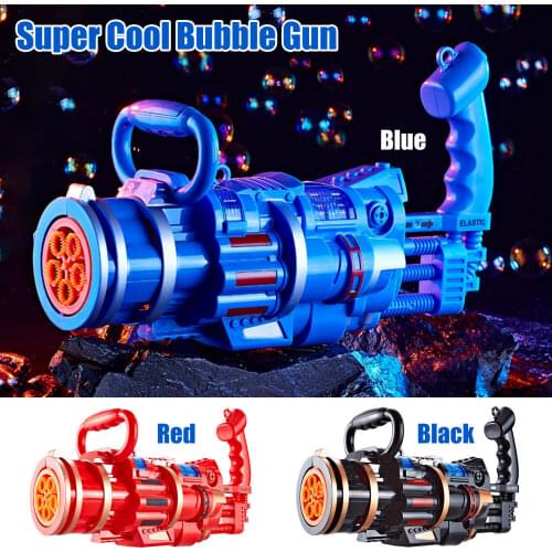 New Automatic Gatling Bubble Gun Toys Blowing Bubble Maker Machine with Light Sound for Kids Children Beach Summer Outdoor Toy