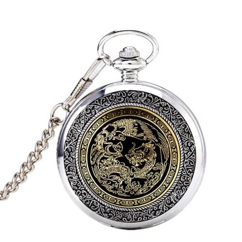 Free Shipping Fashion Watch Dragon and Phoenix Pocket Watch Chain HIgh Quality Wedding Gift PO25