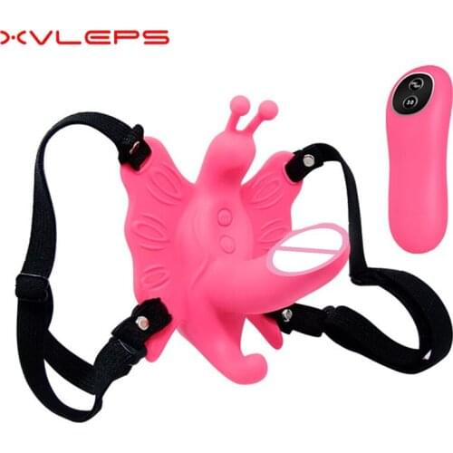Xvleps Wireless Remote Control Harness Strap on Panty Butterfly Vibrator Invisible Wearable G Spot Clitoral Stimulator Vibrators