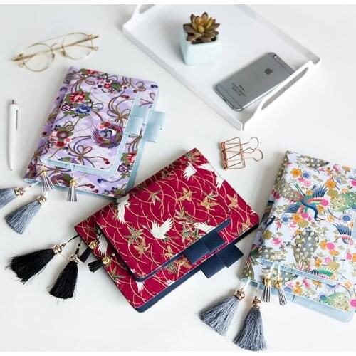 Peacock phoenix crane pattern Original Notebook Planner line Grid Blank Notepad Fringe belt Journal travel Diary Gift A5 A6