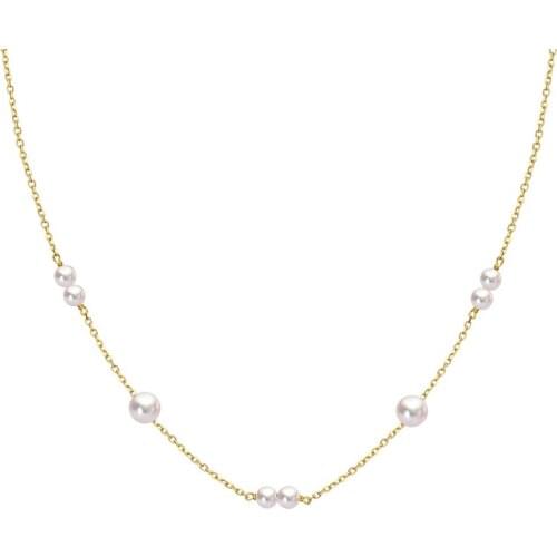 NYMPH 18K Gold Jewelry Real Gold Necklace for Women Round Natural AKOYA Seawater Pearl Genuine AU750 Chain Female Luxury Gift X5