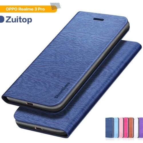 Wood grain PU Leather Phone Case For OPPO Realme 3 Pro Flip Case For OPPO Realme X Lite Business Case Soft Silicone Back Cover