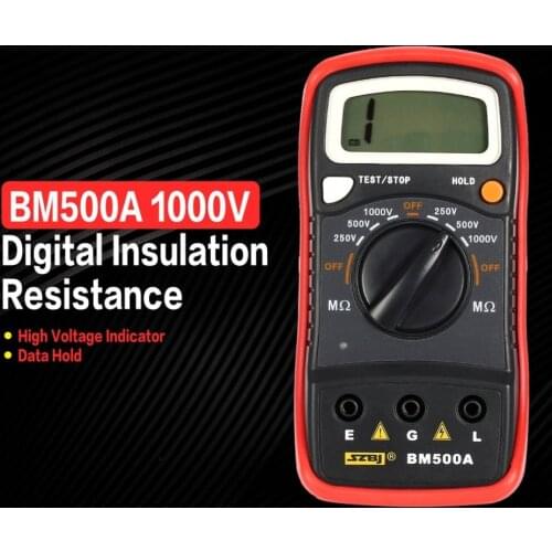 BM500A Digital Megger 1000V Auto Range Insulation Resistance ohm Meter Tester Megohmmeter Multimeter Voltmeter LED indication
